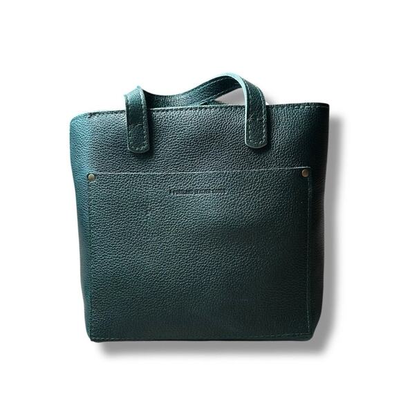 Portland Leather Almost Perfect Zip Mini Crossbody Tote Dark Green MSRP $132 - Picture 1 of 6